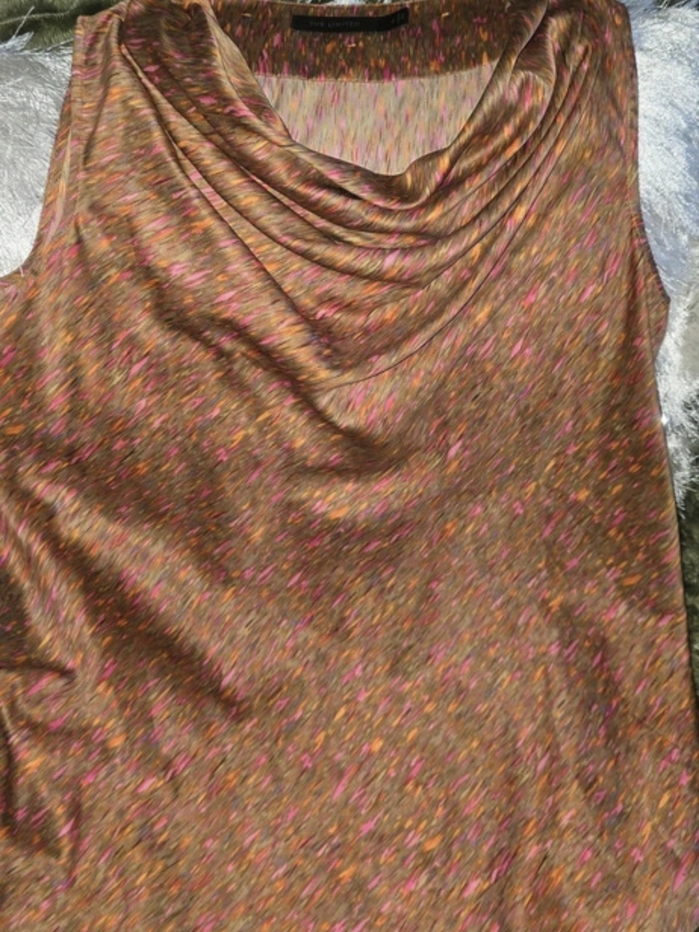 The Limited Cowl Neck Tank Top in Brown & Pink Size Small Like New